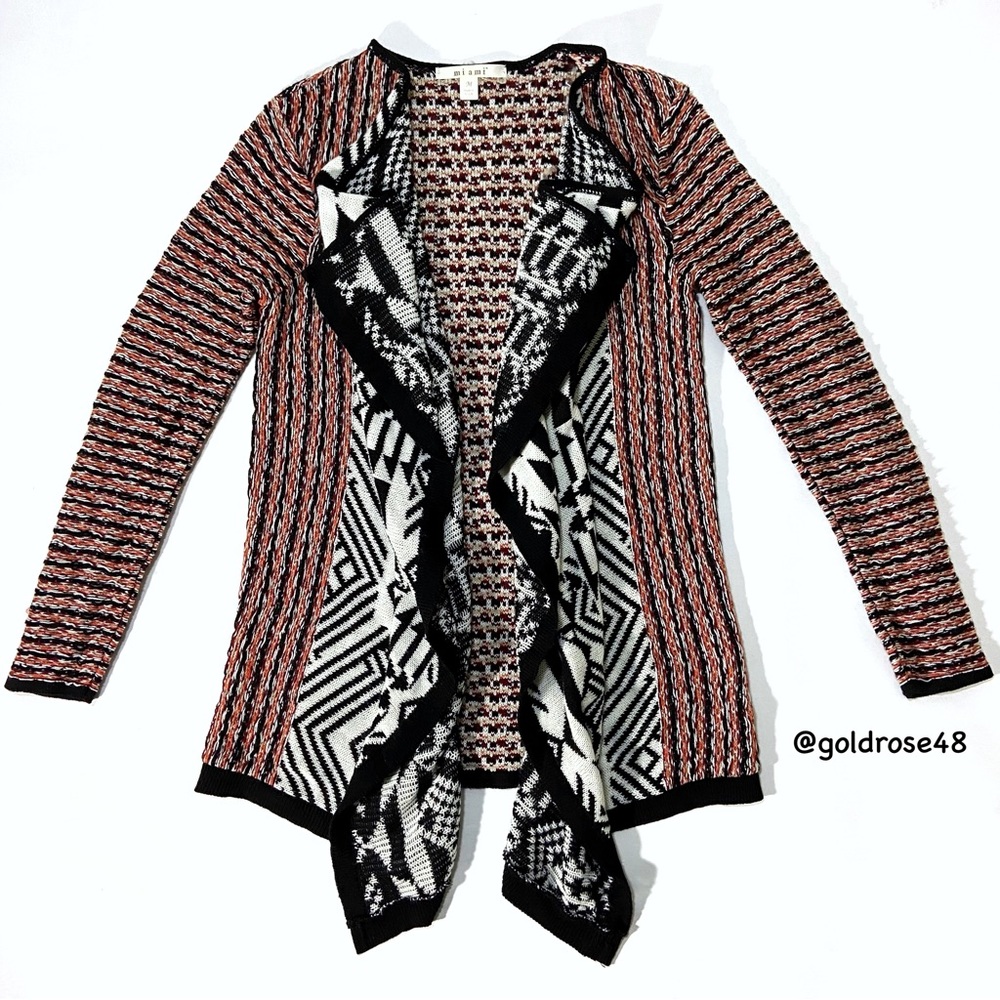 Miami open front asymmetrical patterned cardigan